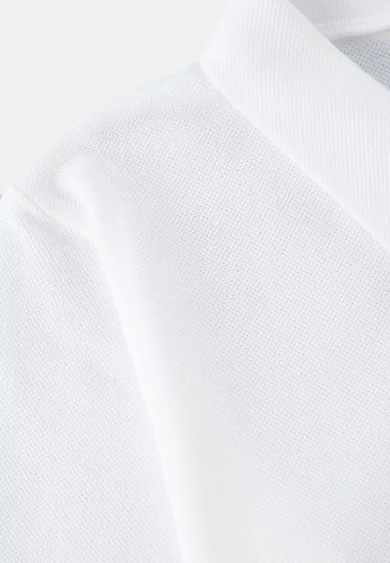 Ecru Boy 100% Cotton Embroidered Polo Neck Short Sleeve Textured Knitted T-Shirt Tkdss25Ts00081