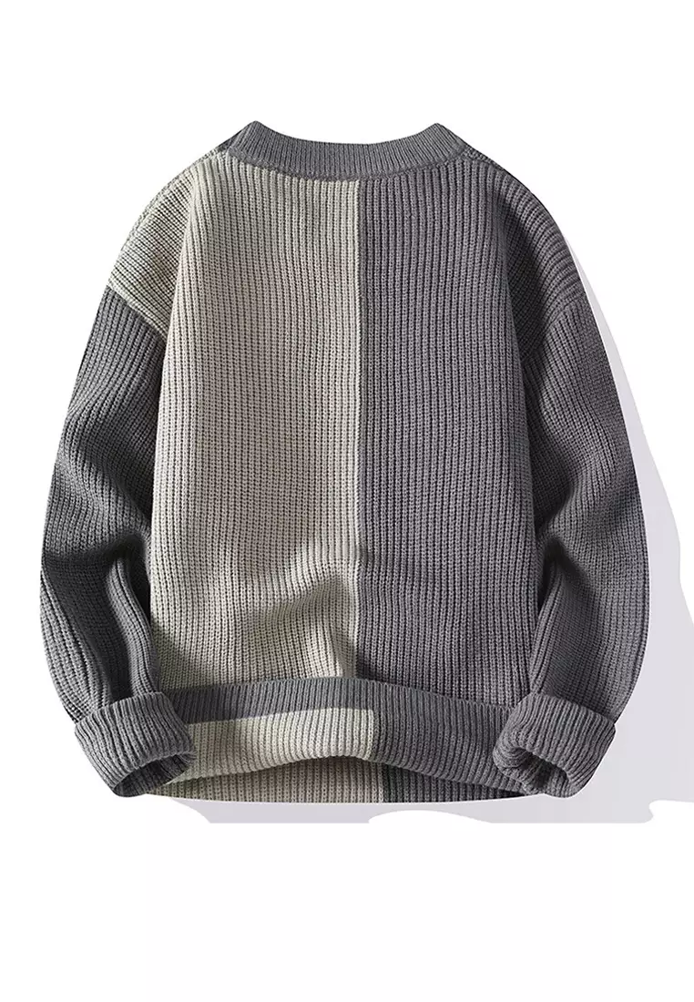 VANSA Patchwork Loose Knitted Sweater VCM-Kw23783