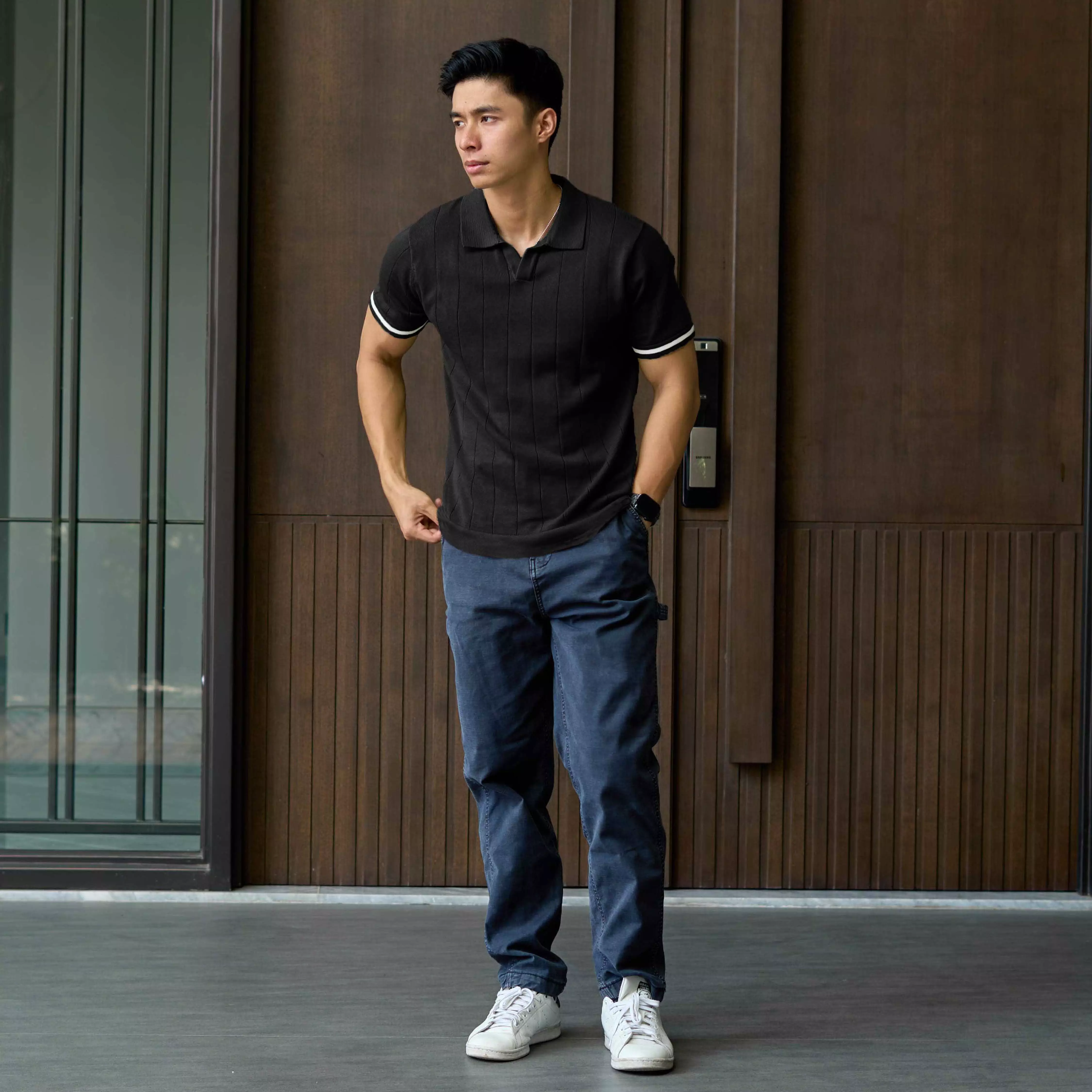 Kale Xander Black / Polo Shirt rajut premium berbahan dasar cotton wool