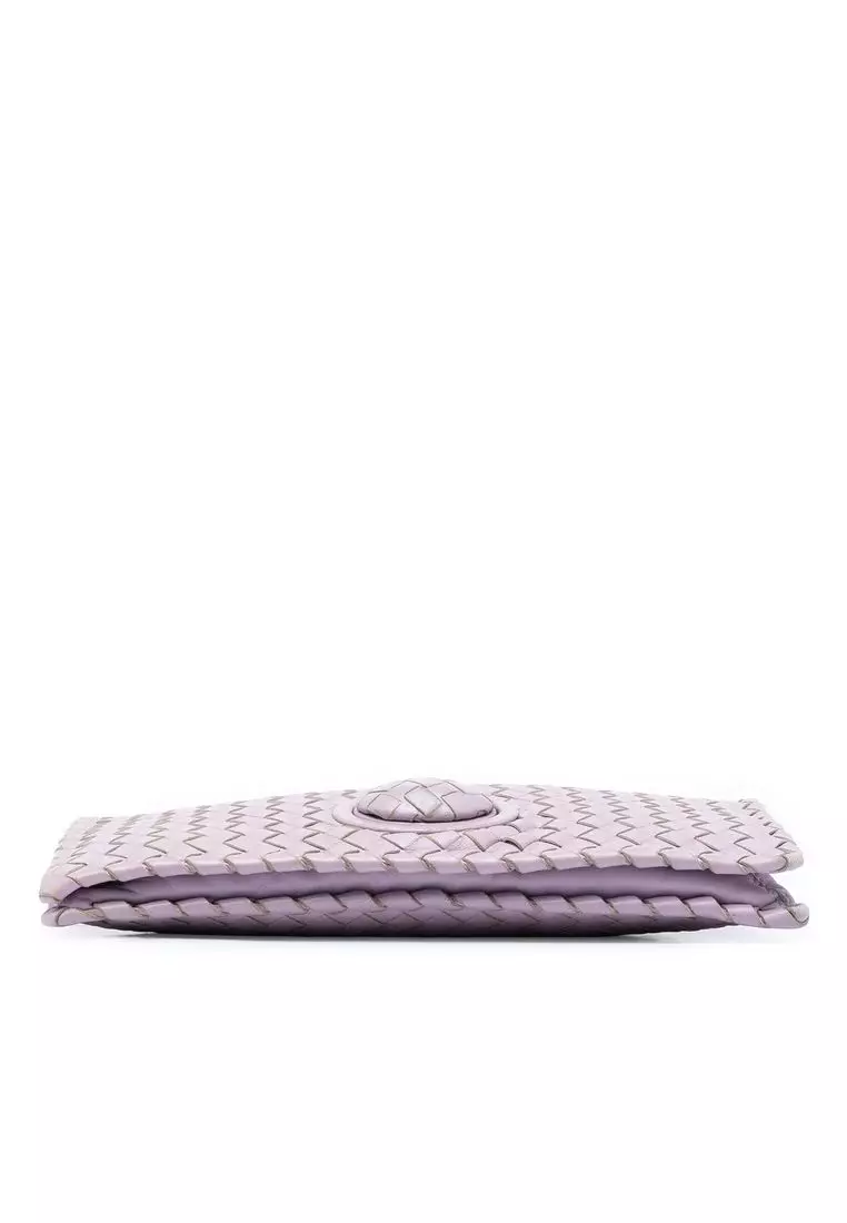 Pre-Loved Bottega Veneta Nappa Intrecciato Turn Lock Clutch