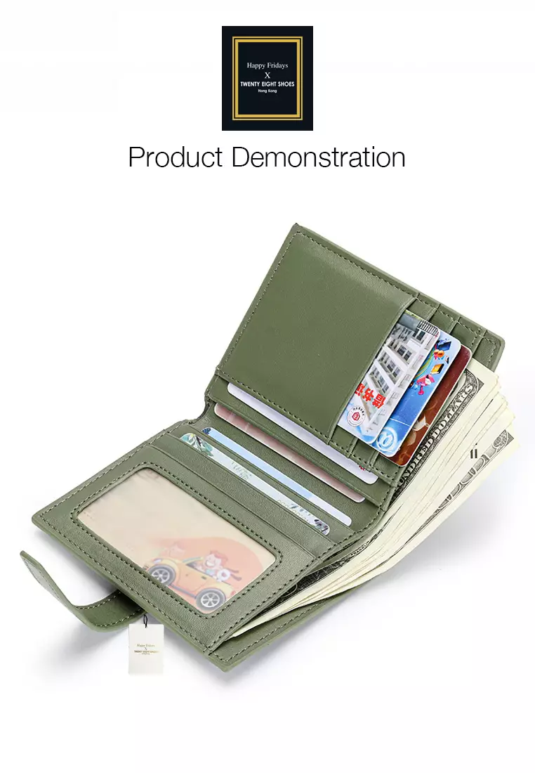 Genuine Calf Leather Color Matching Bi-Fold Wallet JW YT-2203