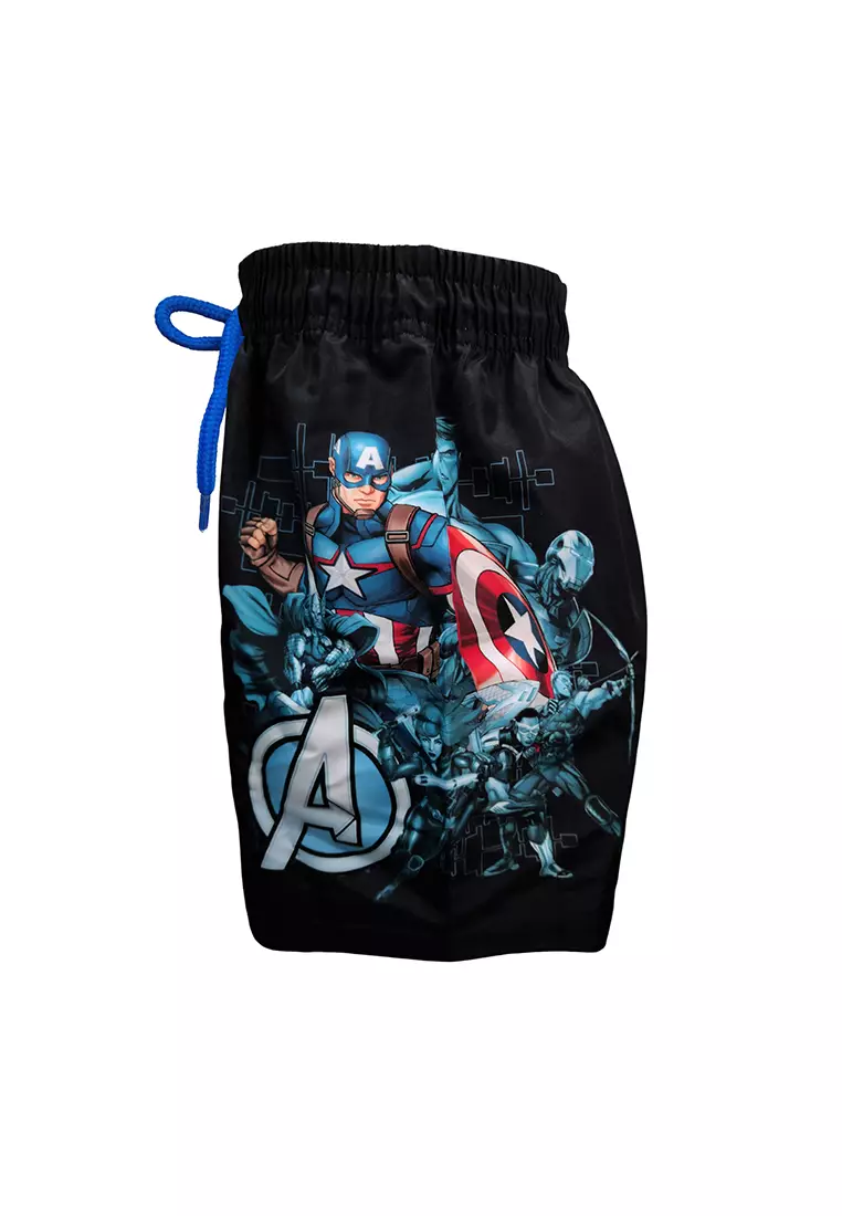 Captain America Swim Shorts With Drawstring Boys Kid Swimwear
