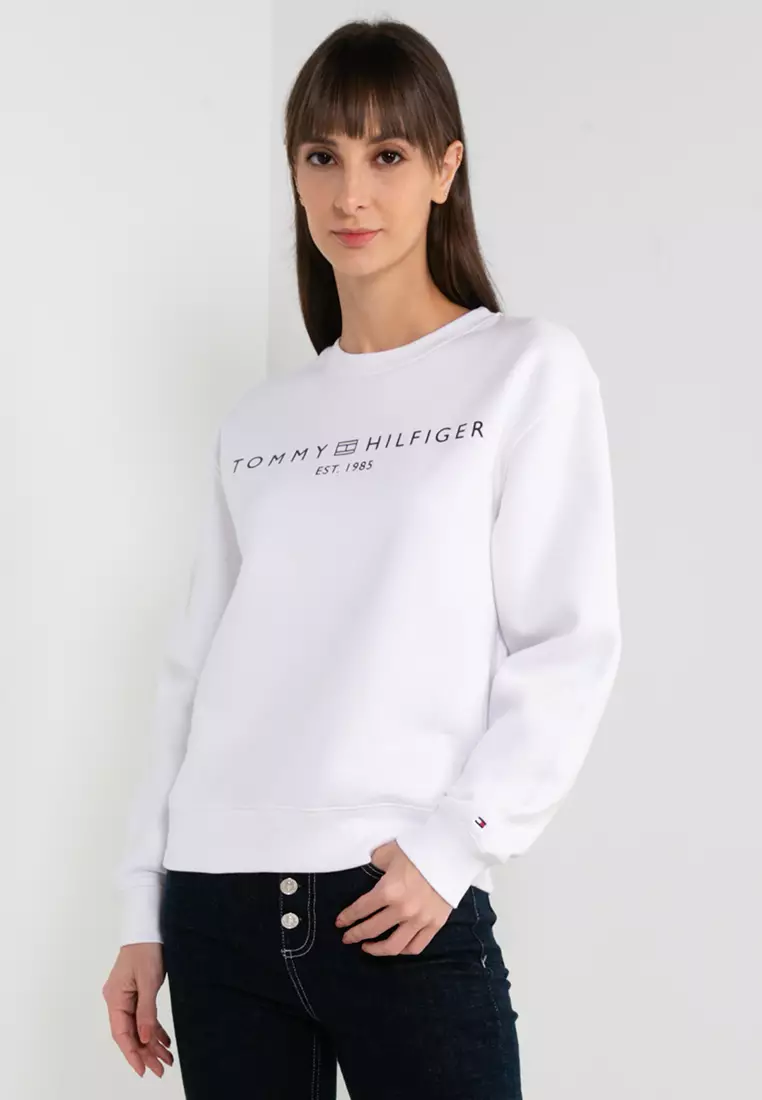 Tommy hilfiger icon cheap stripe logo print hoodie