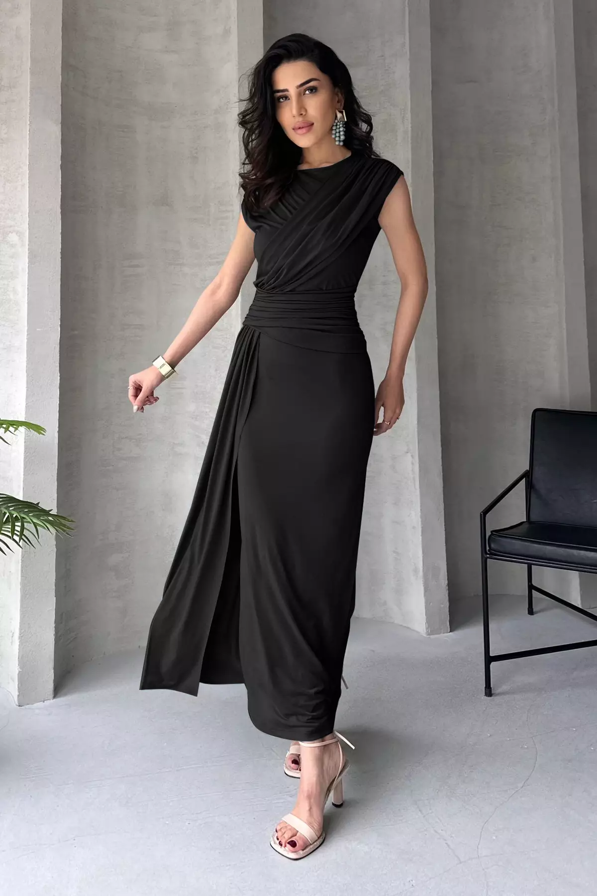 Black Bodycon Maxi Elegant Evening Prom Dress