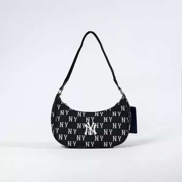 Tas MLB NY SILVER MONOGRAM BLACK SS24 HOBO BAG 100% ORIGINAL
