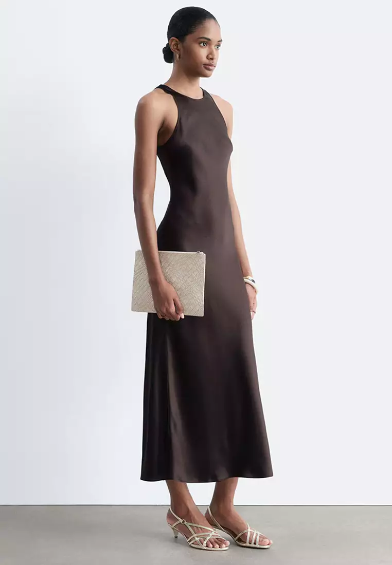 Sleeveless Satin Midi Dress