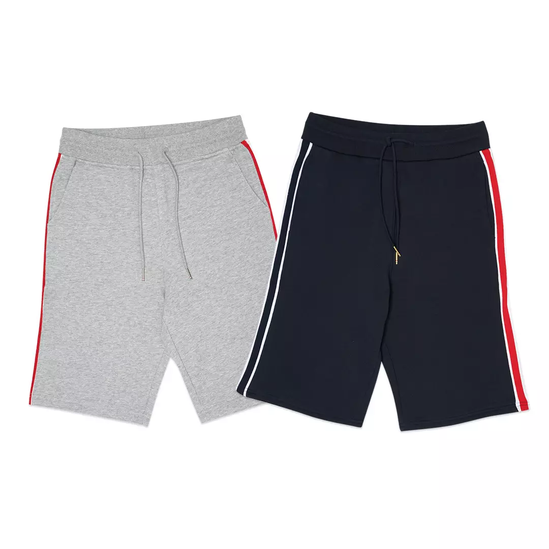 Tricolor Side Stripes Shorts Grey