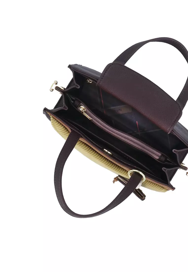 Ivy Charm Boxy Top Handle Bag - Dark Coffee