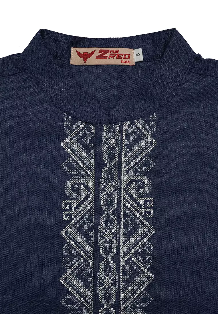 Baju Koko Anak Laki Bordir Angle Navy Setelan - NOBLE