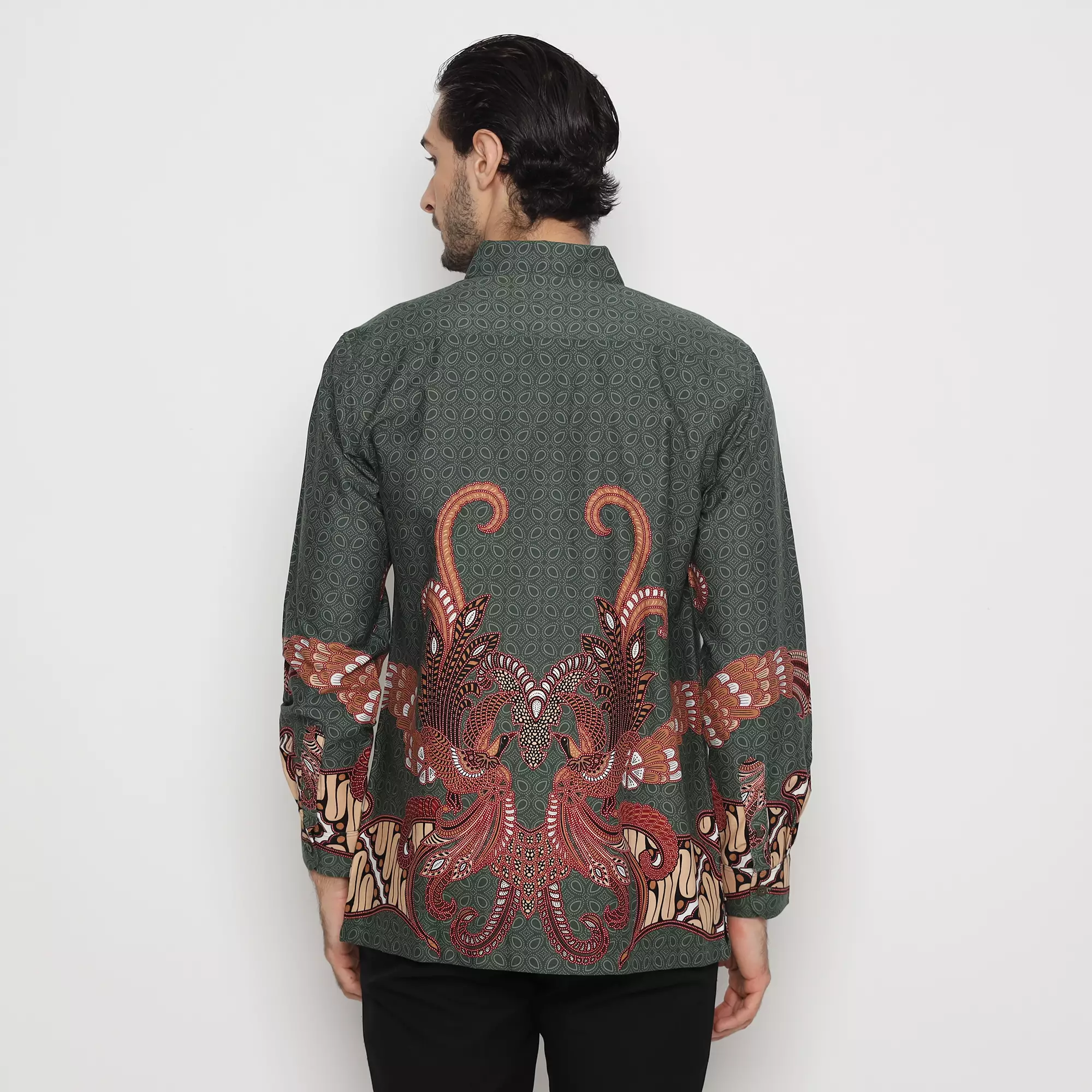 Platini Kemeja Batik Pria Lengan Panjang Katun Hijau 36055