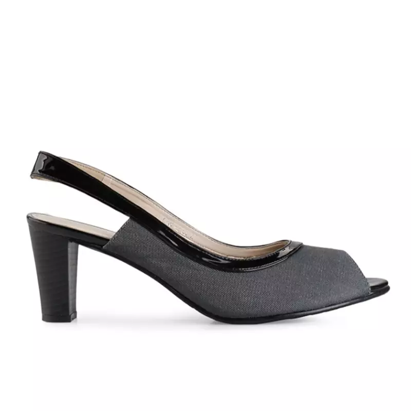 Celia Sepatu sandal wanita sling back hak 7 cm - Dark Grey