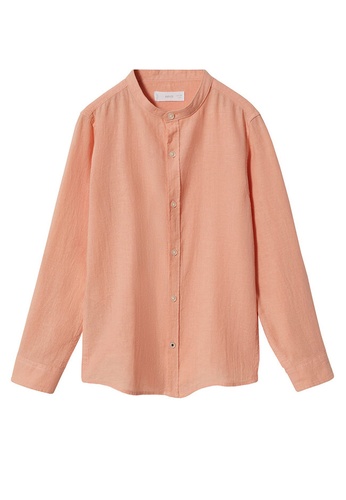 MANGO KIDS orange Cotton Linen-Blend Shirt 2BBB7KA659C0AAGS_1