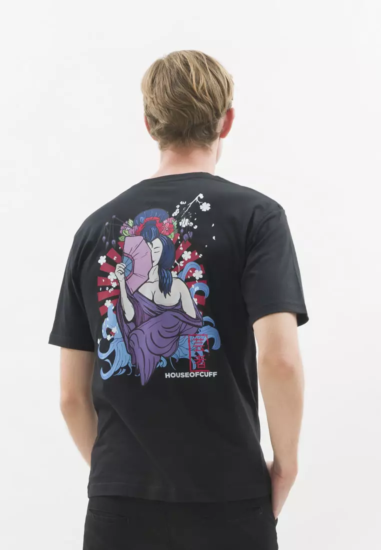 Kaos hitam t shirt polos houseofcuff motif A Geisha READY HINGGA 4XL