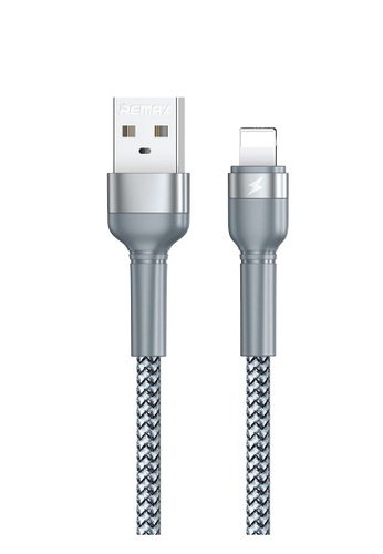 REMAX REMAX RC-124i Jany Series Aluminum Alloy Lightning Braided 2.4A Data Cable - SILVER 08D8EESE958683GS_1