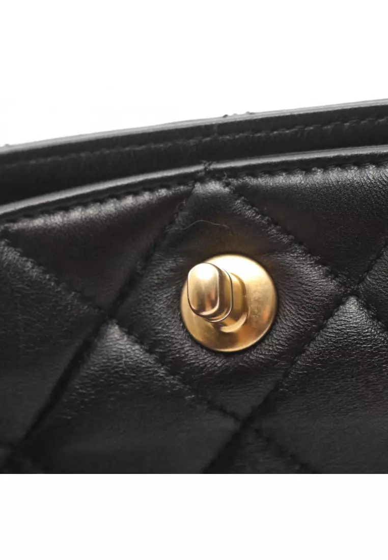 Pre-Loved Chanel matelasse chain shoulder bag leather black gold hardware