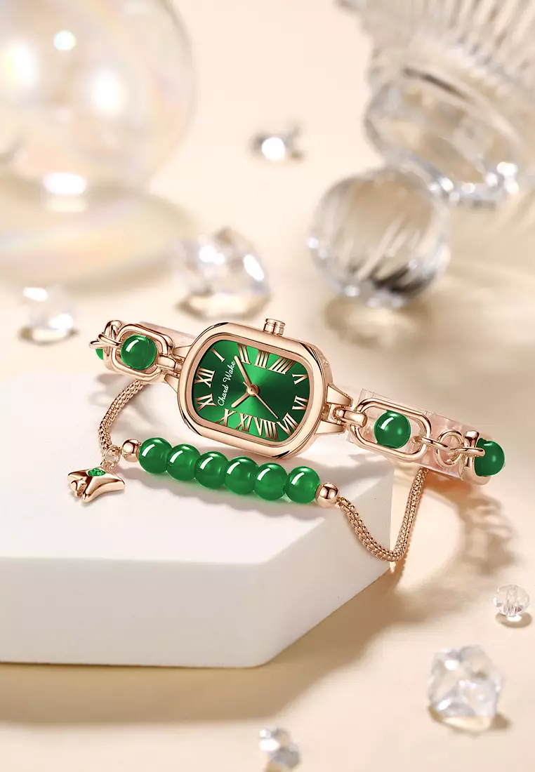 Jam Tangan Wanita Gelang Original Korea Elegan Anti Air Jam Tangan Cewek green