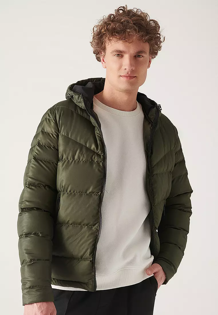 Mens khaki quilted jacket sales