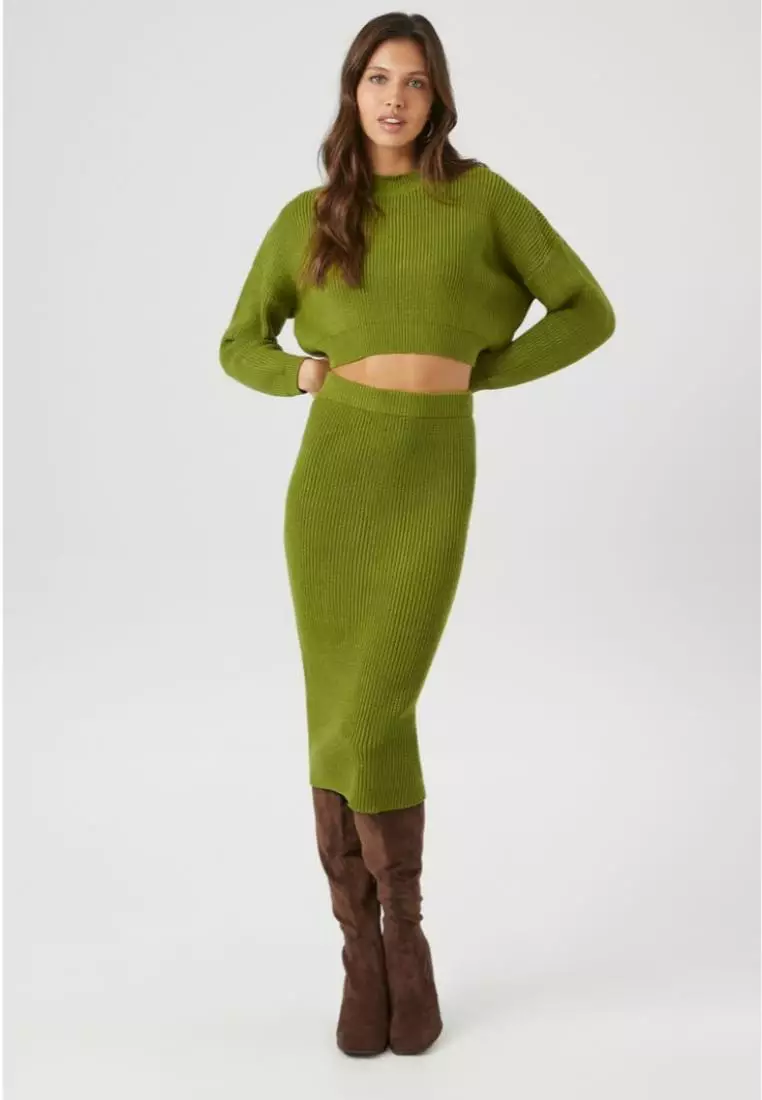 Cropped sweater deals and skirt set