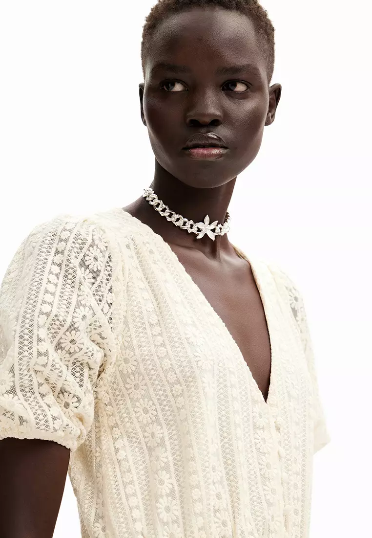 Desigual Woman Long embroidered dress.