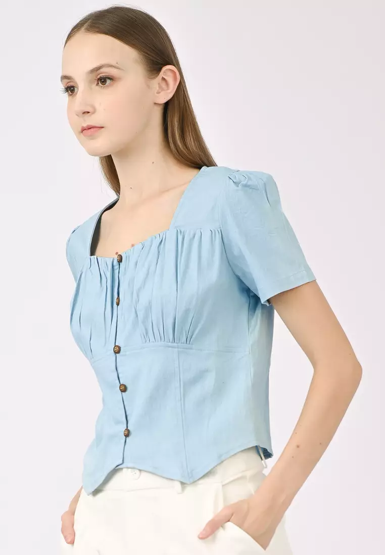 Buy Plain B. Square-Neck Top Online | ZALORA Malaysia