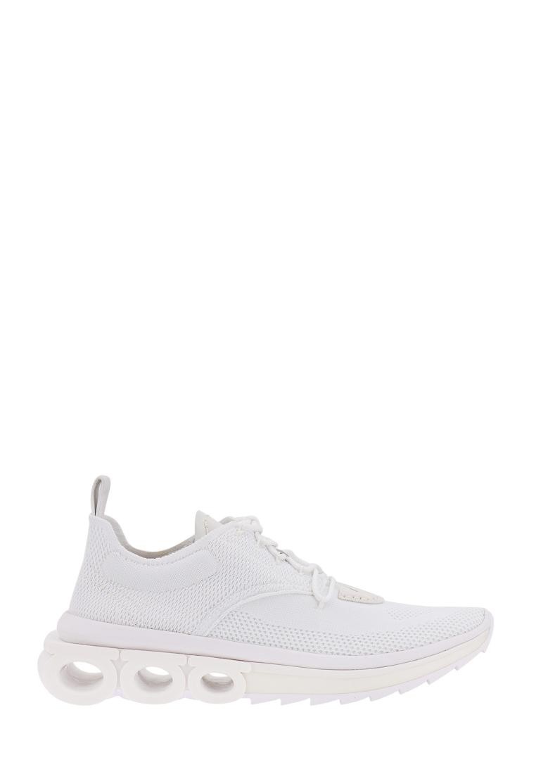 SALVATORE FERRAGAMO - Nylon sneakers with iconic Gancini sole - White