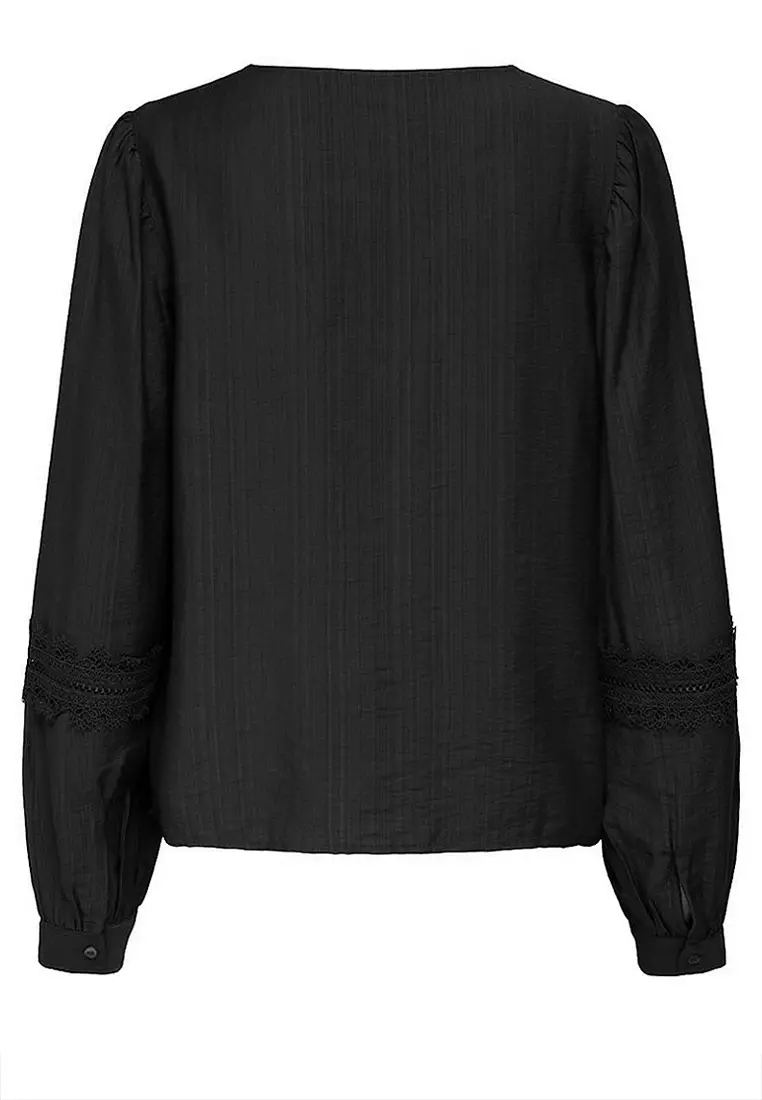 Long Sleeve Lace Woven Top