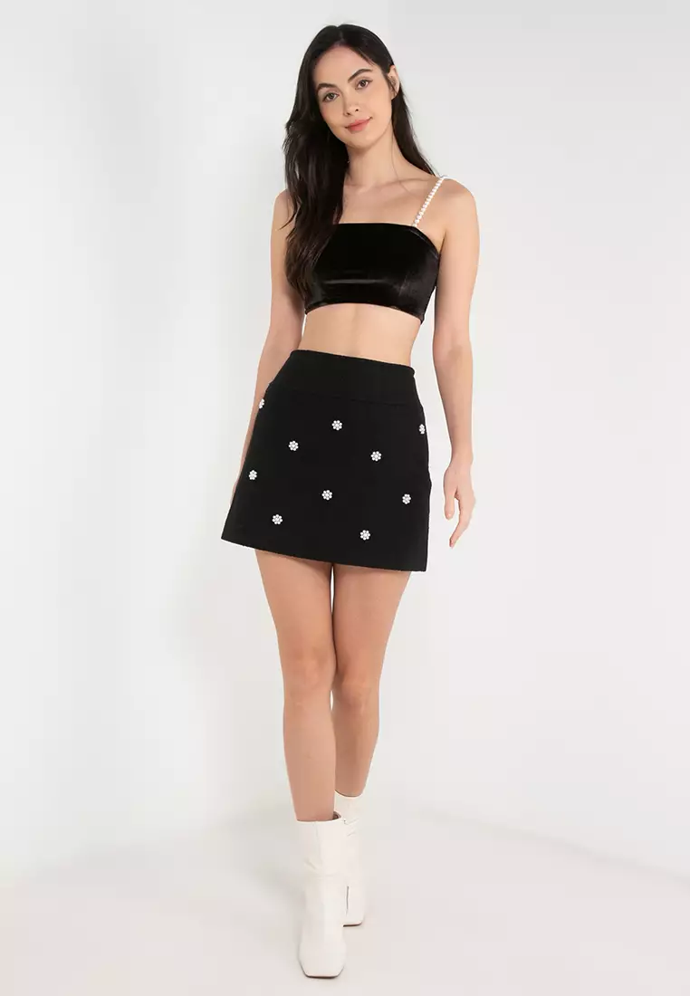Tweed on sale embroidered skirt