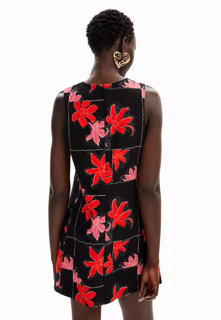 Desigual Woman Floral mini pinafore dress.