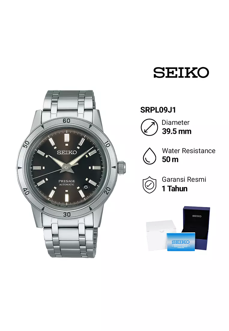 Seiko Presage SRPL09J1 Style 60s - Jam Tangan Automatic Pria - Elegant Yet Rugged Brown Dial - All Stainless Steel