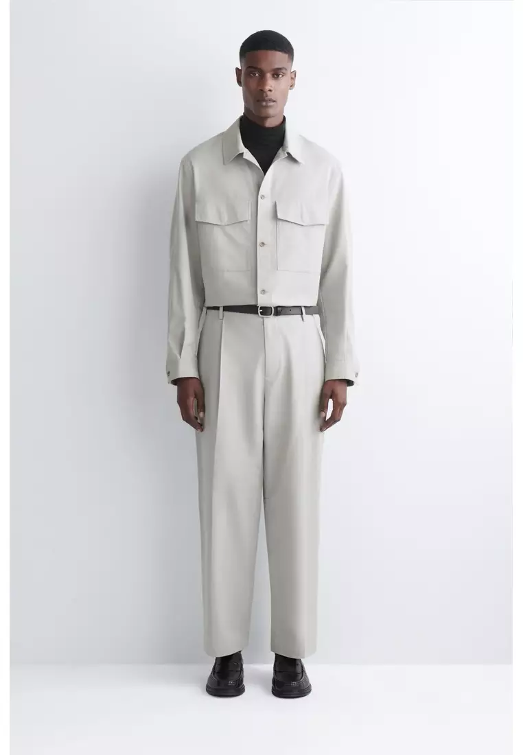 CROPPED COTTON RELAXED-FIT STRAIGHT-LEG TROUSERS