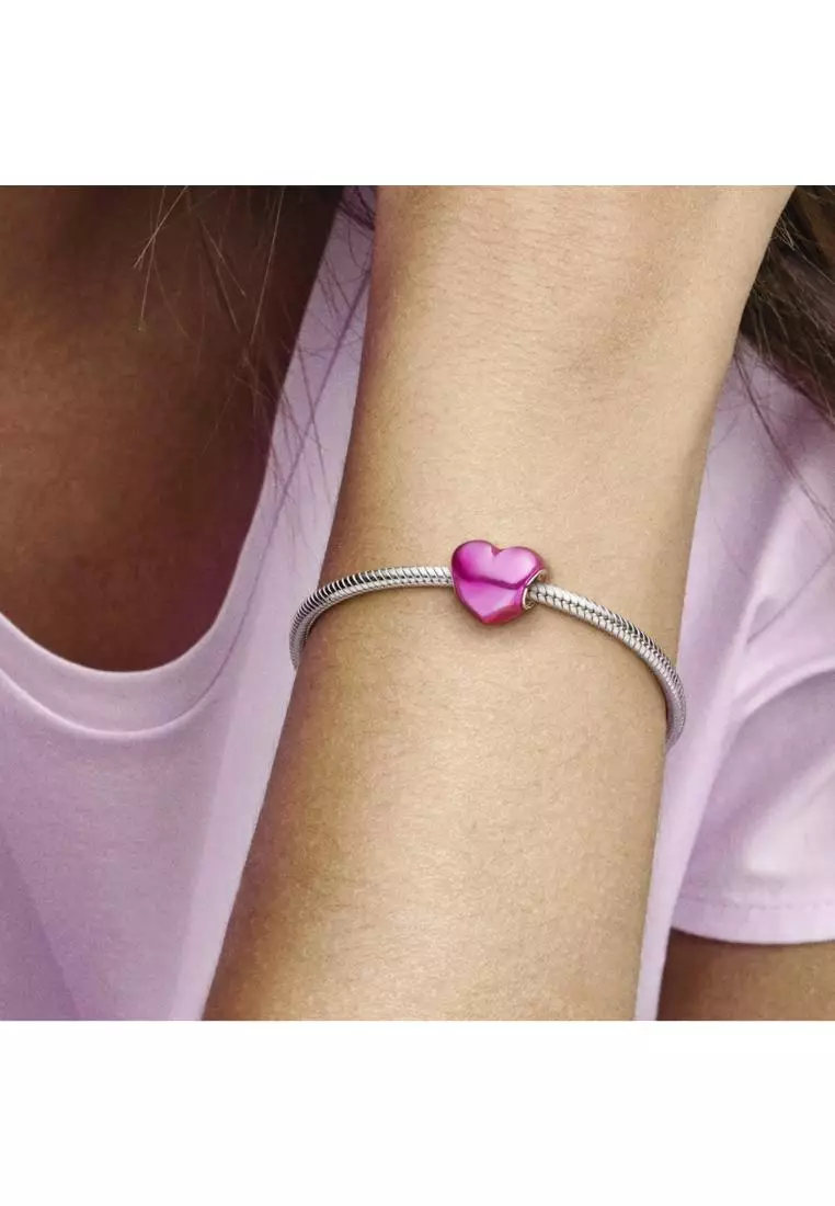 Metallic Pink Heart Charm