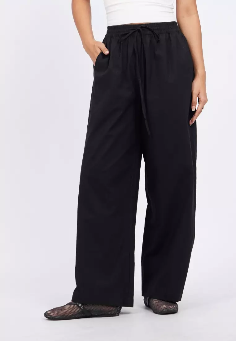 Wide Leg Linen-Blend Pants