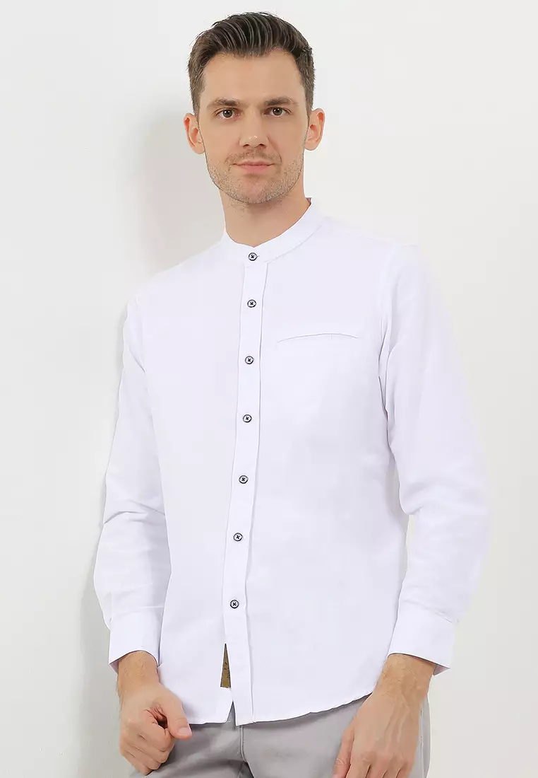 Jual BATIK RIZQINA Kemeja Pria Polos Katun Sigaret Lengan Panjang