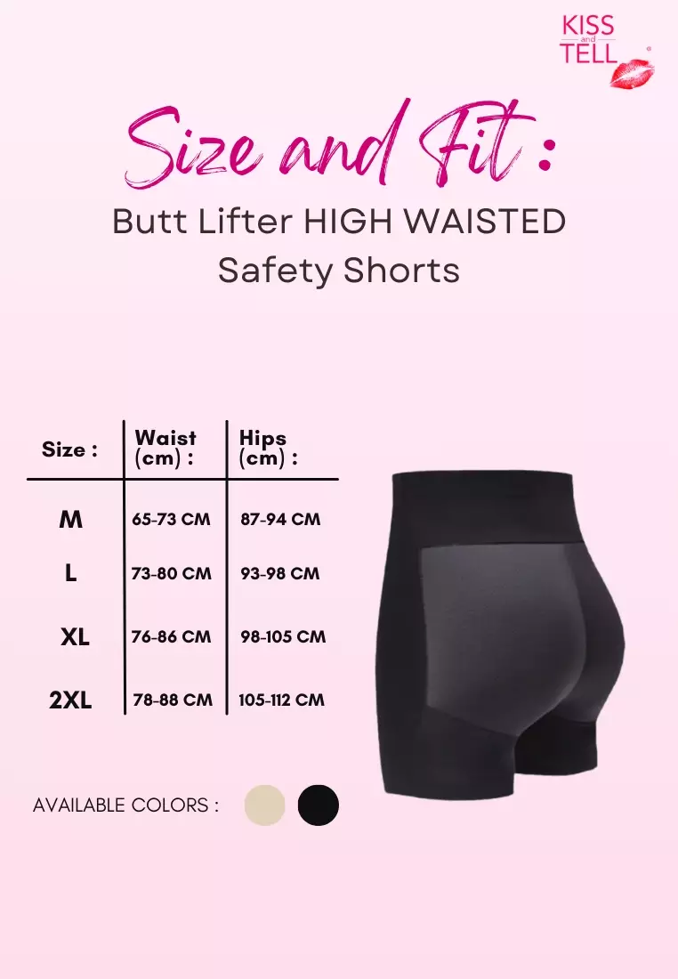 Kaira Butt Lifter High Waisted Safety Shorts Panties Seamless Padded Underwear Hip Pads Enhancer Panty in Black