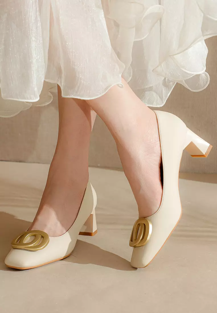 5CM Metal Buckle Microfiber Leather Pumps BY2355-18