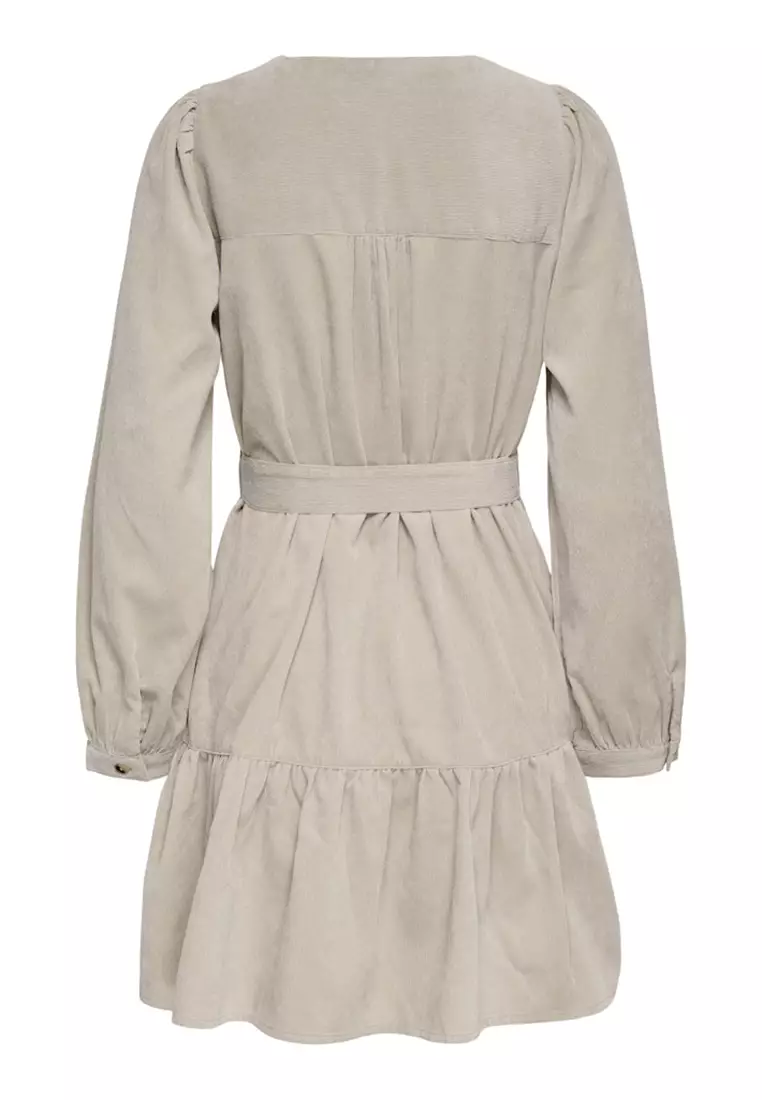 Long Sleeve Cord Belt Dress