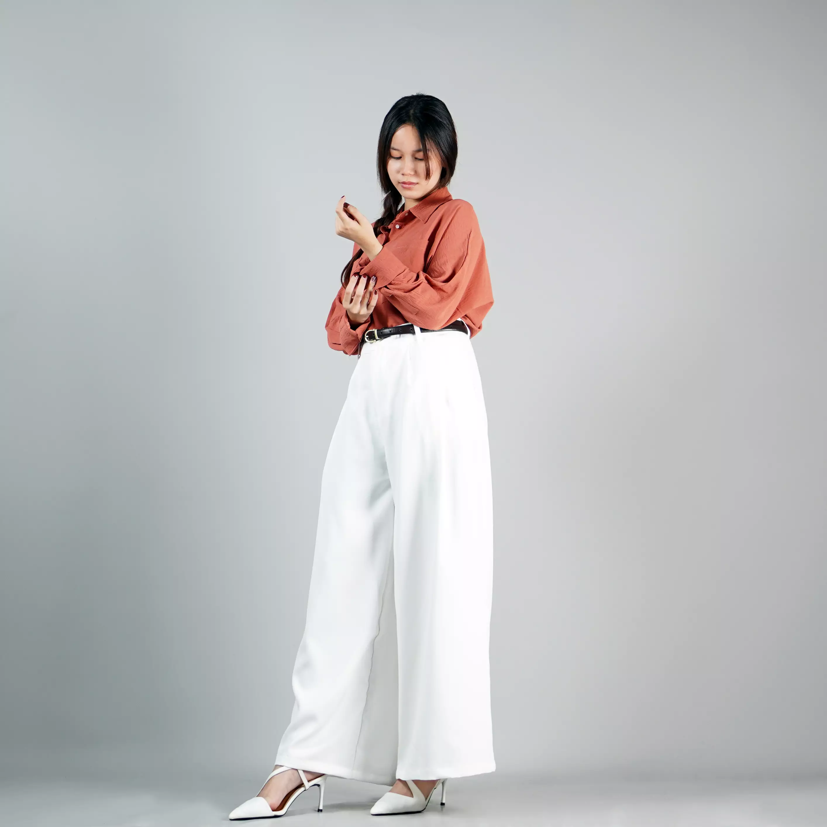 LENA PANTS Cullote Pants Baggy Pants Celana Kulot Baggy Wanita Gaya Korea - PUTIH