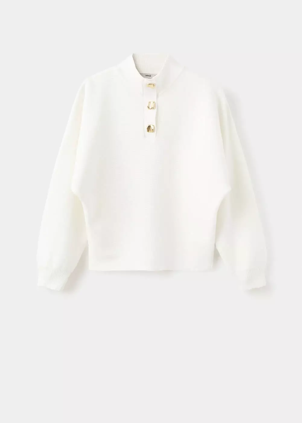 Sweater turtleneck dengan kancing permata sintetis