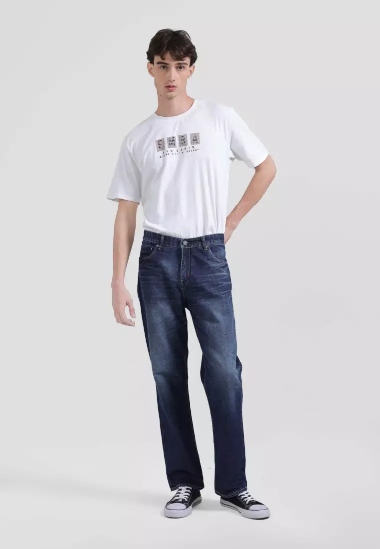 Emba Denim - Raegan Celana Panjang Pria Denim Regular Fit Non Stretch Warna Medium Stone