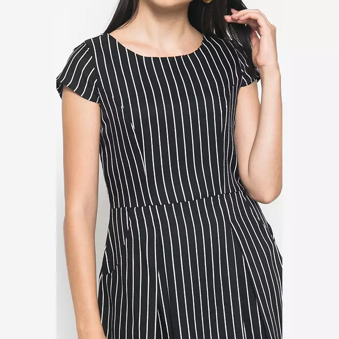 Normy Dress In Black Stripes