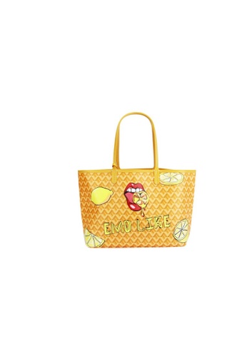 Buy Emo Korean Fashion Brand Canine Graffiti Pattern Totebag Large Yellow 21 Online Zalora Singapore