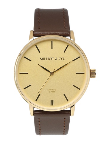 Milliot & Co. brown Howard Leather Strap Watch C01D1AC5C4E1F2GS_1