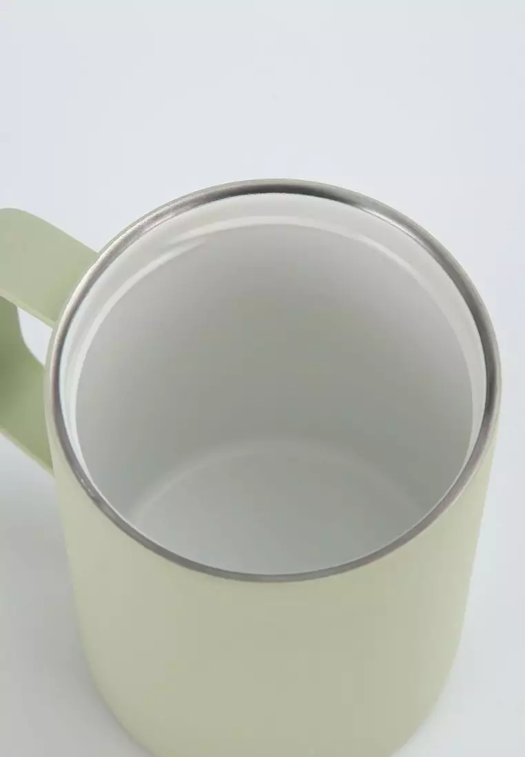 Crossing Neo Insulated S/S Leakproof Ceramic Mug W Handle And Lid 400ml - Pistachio (Mint)