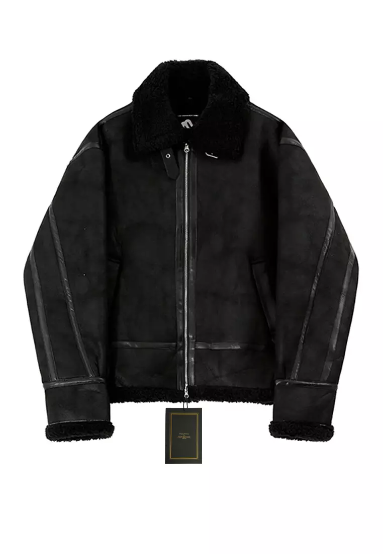 All black top shearling jacket