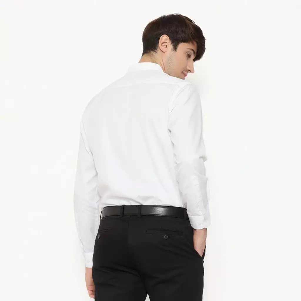 Lawell Kemeja Pria Putih Lengan Panjang Slim Fit | Garis Tipis Elegan – LAQKFLSFQG101QCVNQNM