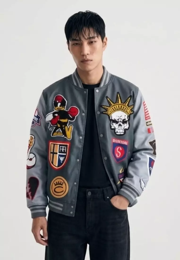 NYC Streetwear - Fearless Varsity Jacket - Grey