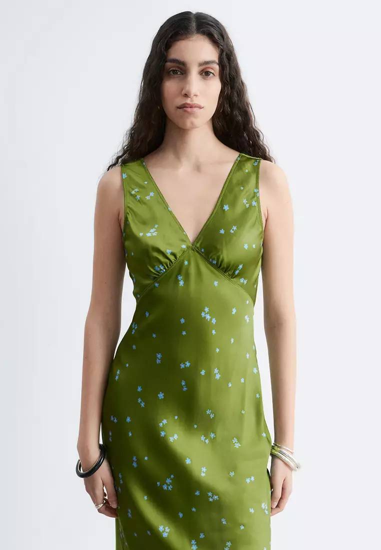 V-Neck Slip Midi Dress