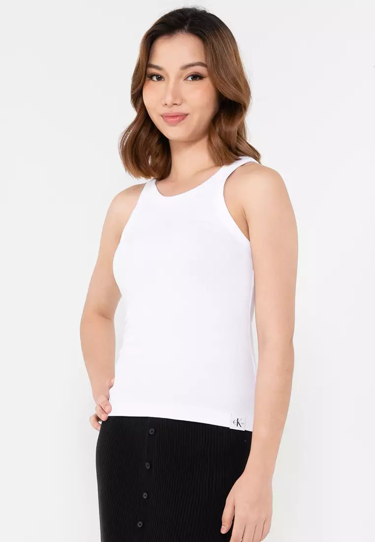 Buy Calvin Klein Variegated Rib Woven Racerback Top New Releases