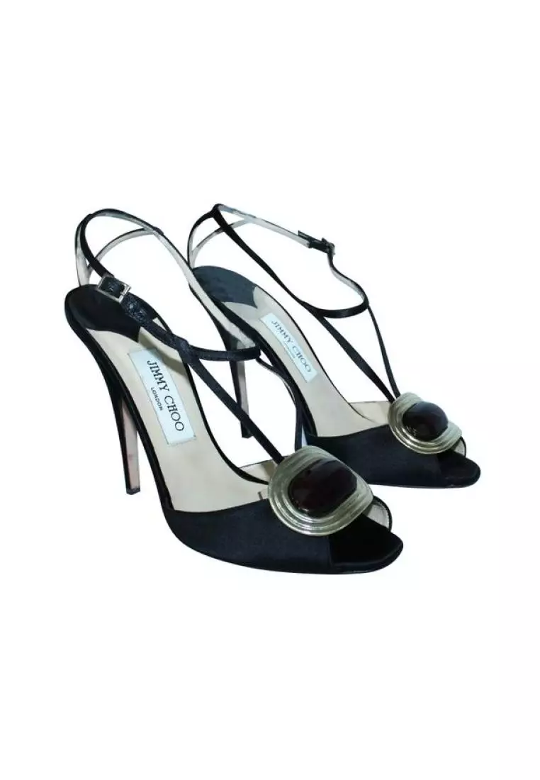 Buy Jimmy Choo Pre Loved JIMMY CHOO Black Satin Heels with Crystal