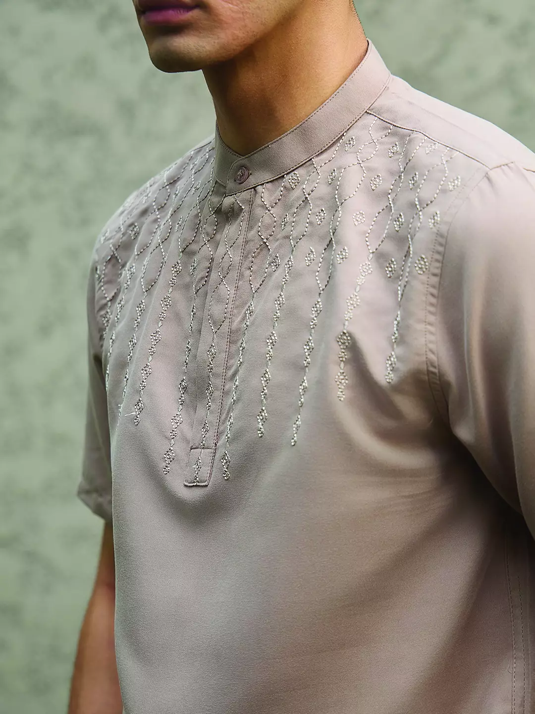 OXCON Kemeja koko Tangan Pendek Bordir Baiq Teracotta